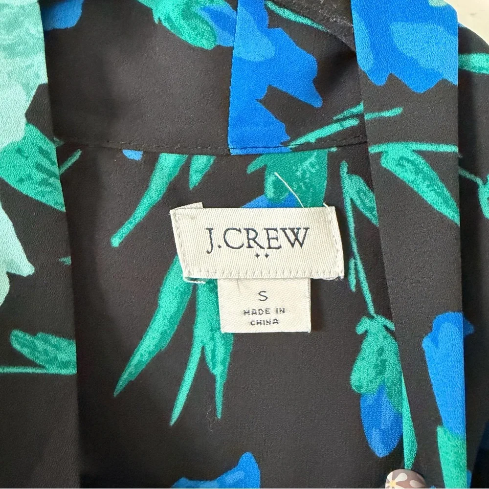 J. Crew Front Tie Button Floral Blouse Size S